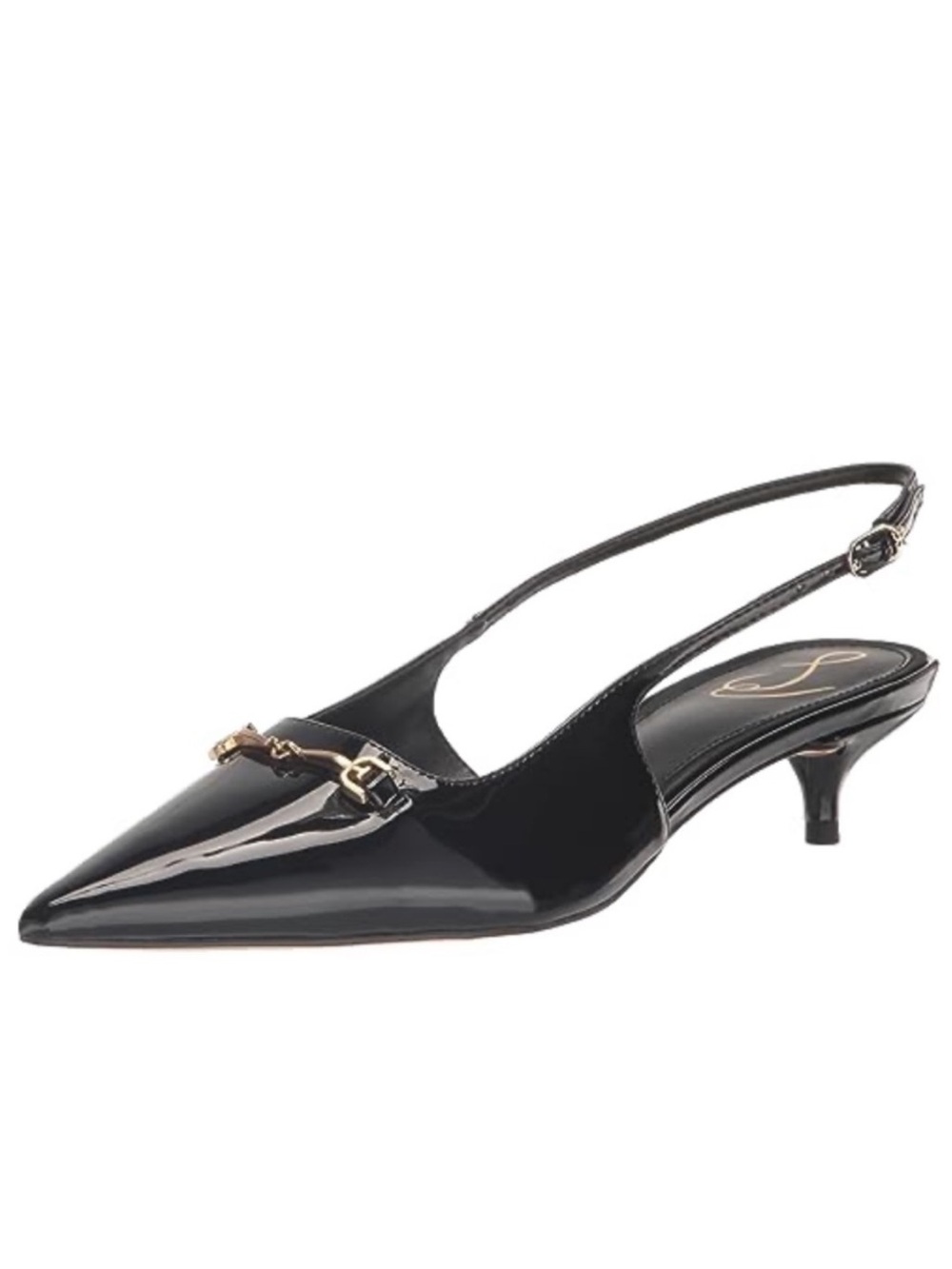 Sam Edelman Fitzgerald Slingback Kitten Heels in Black Patent Size 8.5